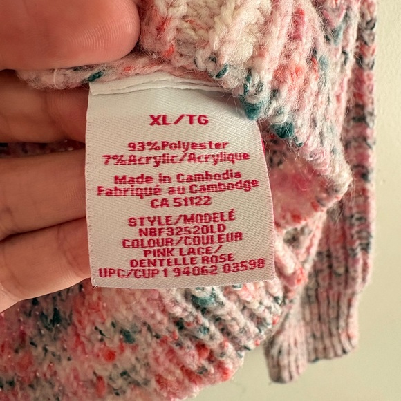 NOBO Pink Chunky Knit Sweater XL Cropped Cozy Soft Speckled - Picture 4 of 4